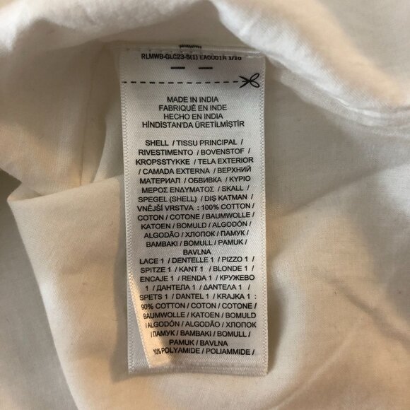 Polo Ralph Lauren White Lace Cotton Voile Blouse Crop Top Cinch Waist 12 - Picture 4 of 4